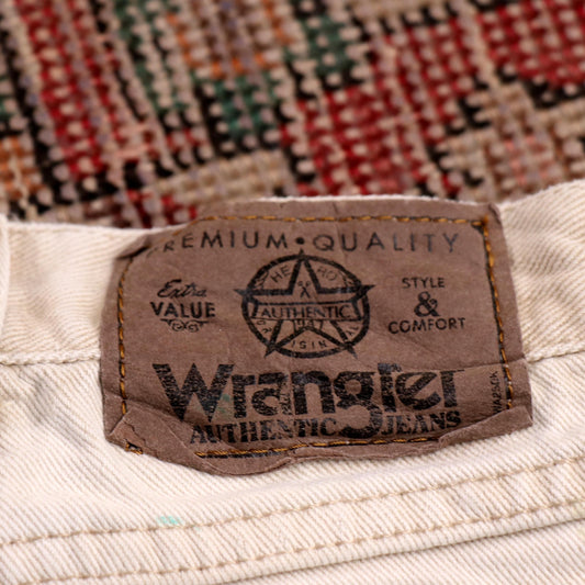Wrangler W34 L31 Straight Leg Relaxed Fit Beige Denim Jeans