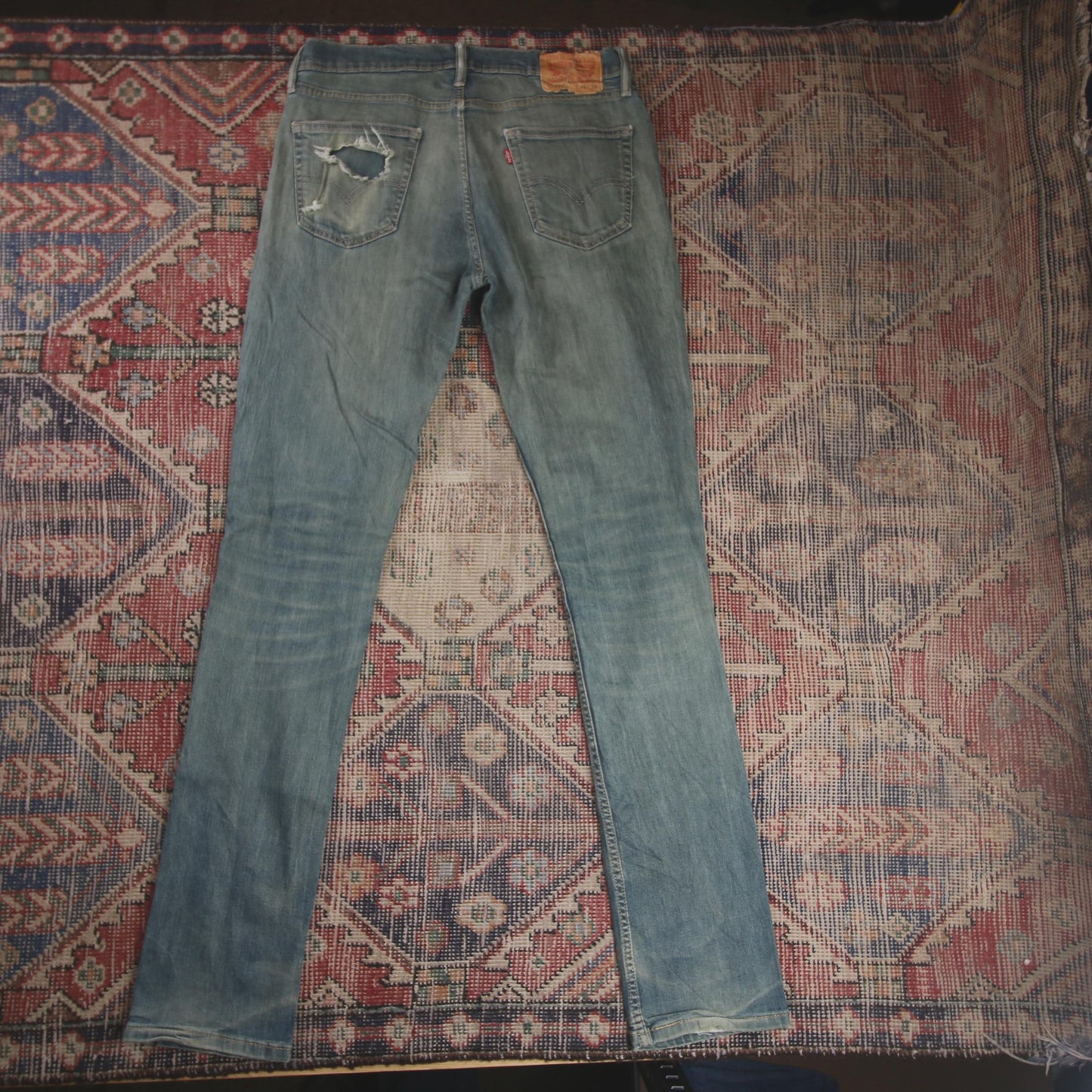 Levi's 511 W32 L34 Slim Fit Classic Ripped Style Green Denim Jeans