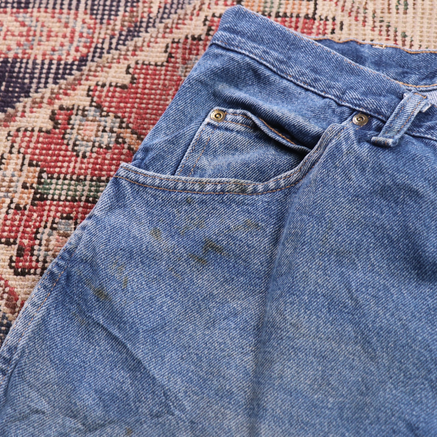 Wrangler W38 L30 Straight Leg Relaxed Fit Blue Denim Jeans