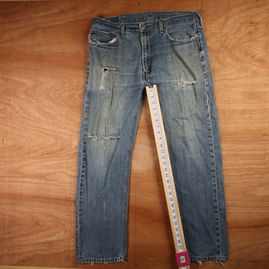 Levi's 505 Red Tab W36 L29 Straight Leg Regular Fit Classic Ripped Style Blue De