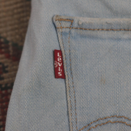 Levi's 721 W28 L30 Skinny Classic Ripped Style Blue Denim Jeans