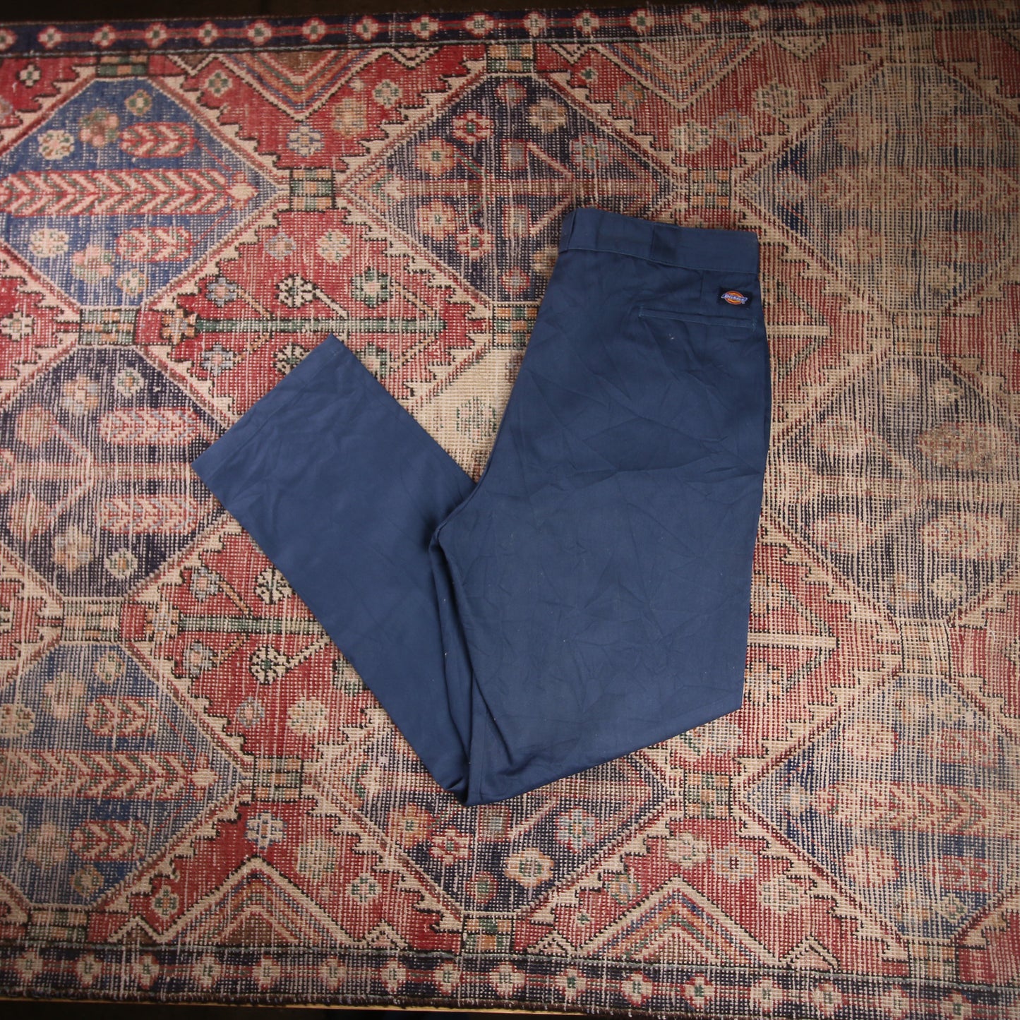 Dickies W40 L34 Straight Leg Blue Cotton Blend Trousers