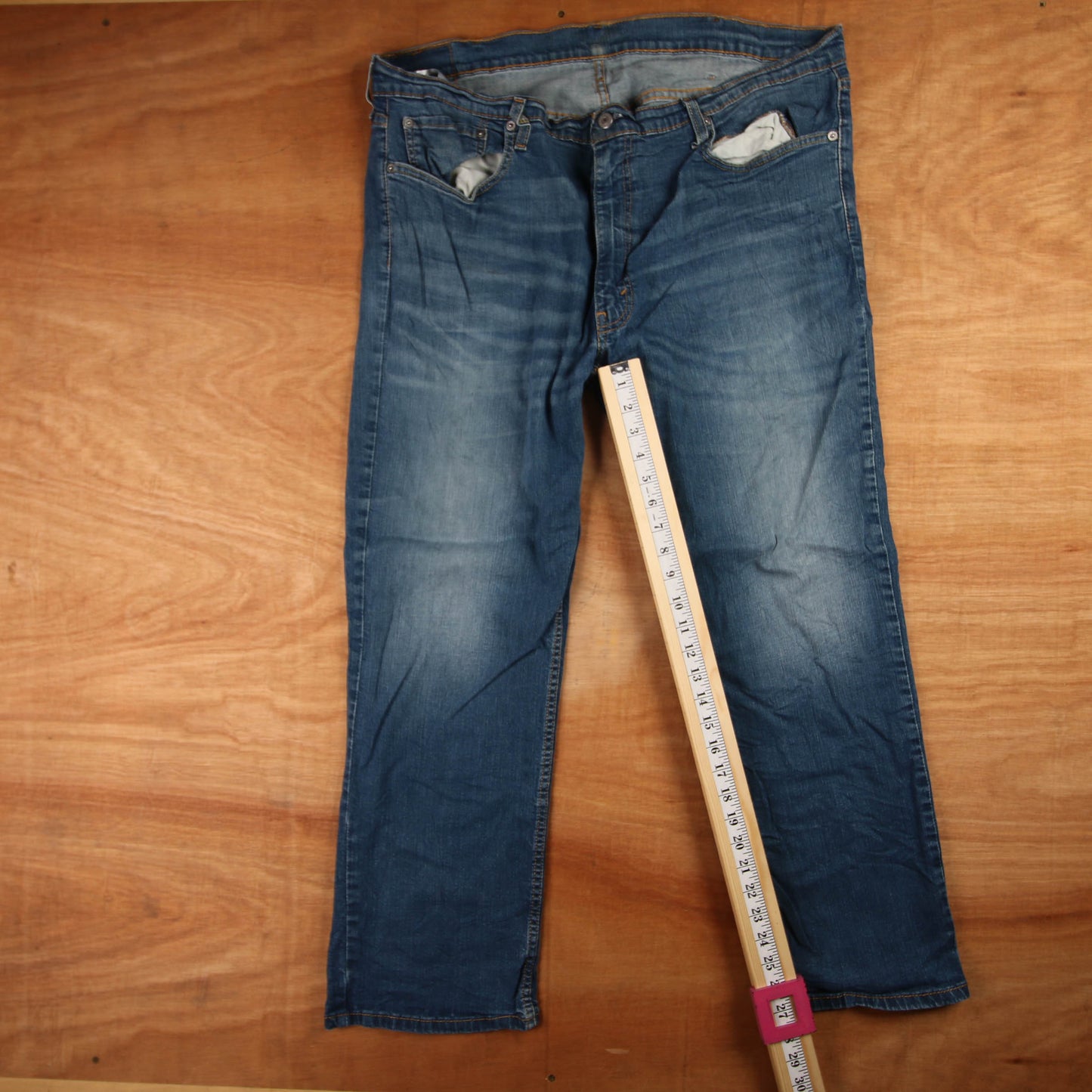 Levi's 505 Red Tab W42 L27 Straight Leg Regular Fit Blue Denim Jeans