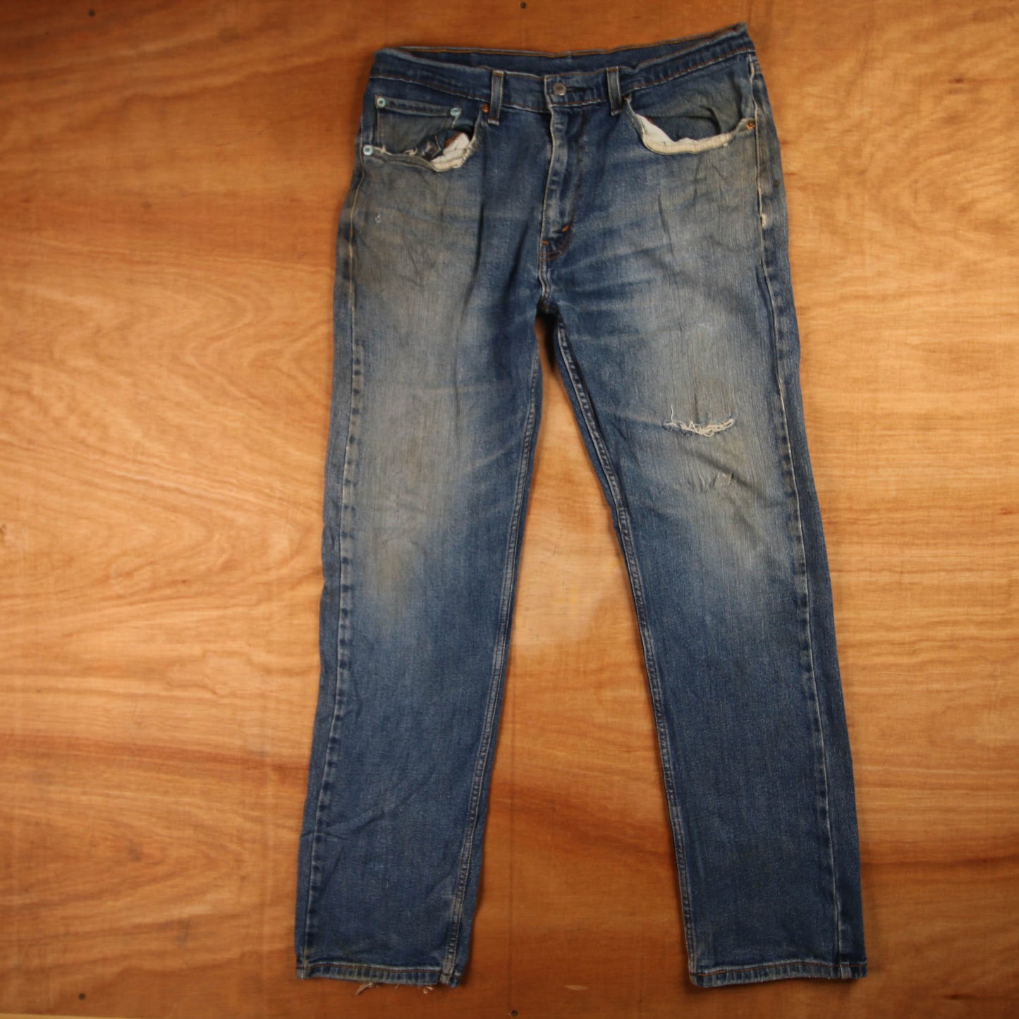 Levi's 501 Red Tab W34 L30 Original Fit Classic Ripped Style Blue Denim Jeans