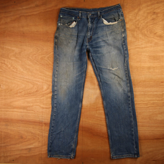 Levi's 501 Red Tab W34 L30 Original Fit Classic Ripped Style Blue Denim Jeans