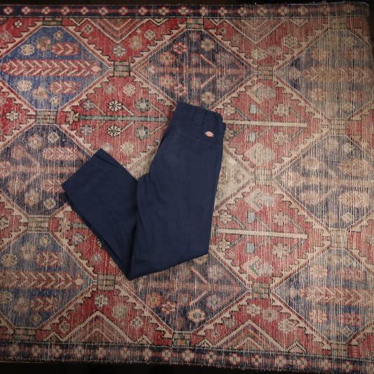 Dickies W28 L28 Straight Leg Slim Fit Blue Cotton Blend Trousers