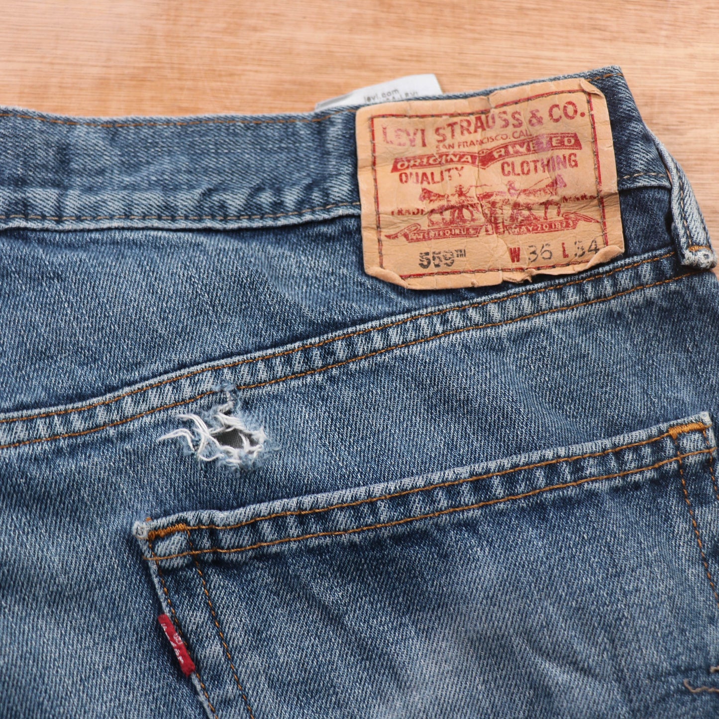 Levi's 559 Red Tab W36 L33 Straight Leg Relaxed Fit Blue Denim Jeans