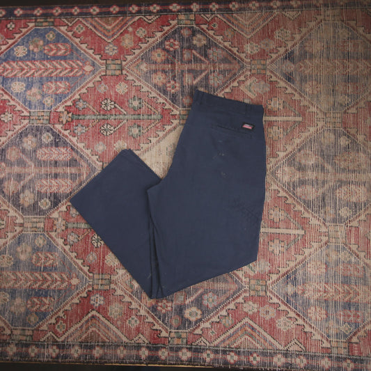Dickies W38 L30 Straight Leg Blue Cotton Blend Trousers