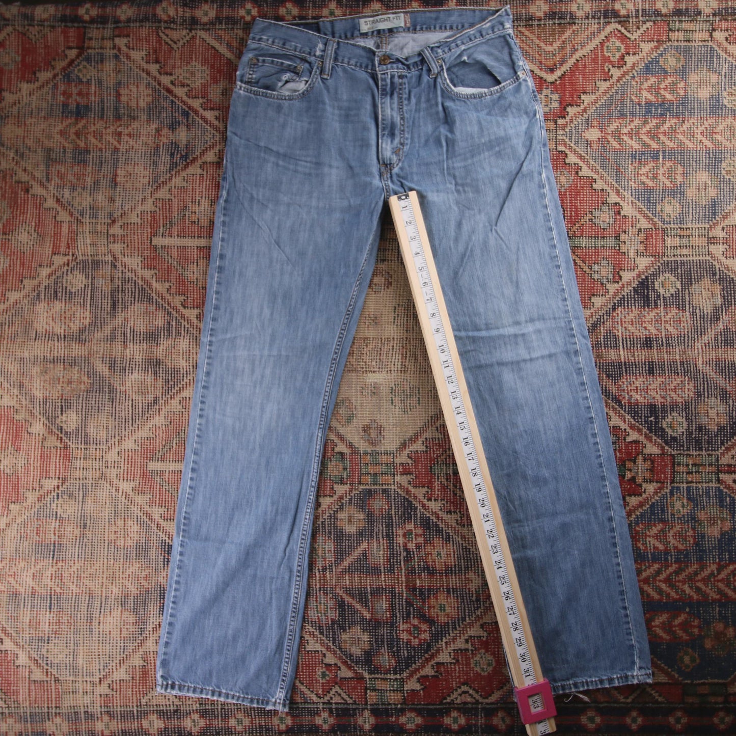 Levi's 505 Red Tab W34 L33 Straight Leg Regular Fit Blue Denim Jeans