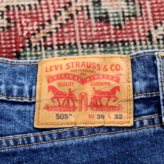 Levi's 505 W36 L29 Straight Leg Regular Fit Blue Denim Jeans