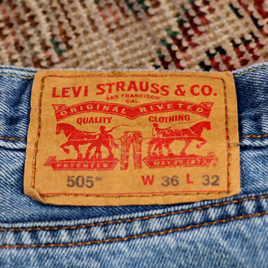 Levi's 505 W36 L31 Straight Leg Regular Fit Blue Denim Jeans