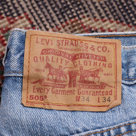 Levi's 505 W32 L33 Straight Leg Regular Fit Blue Denim Jeans