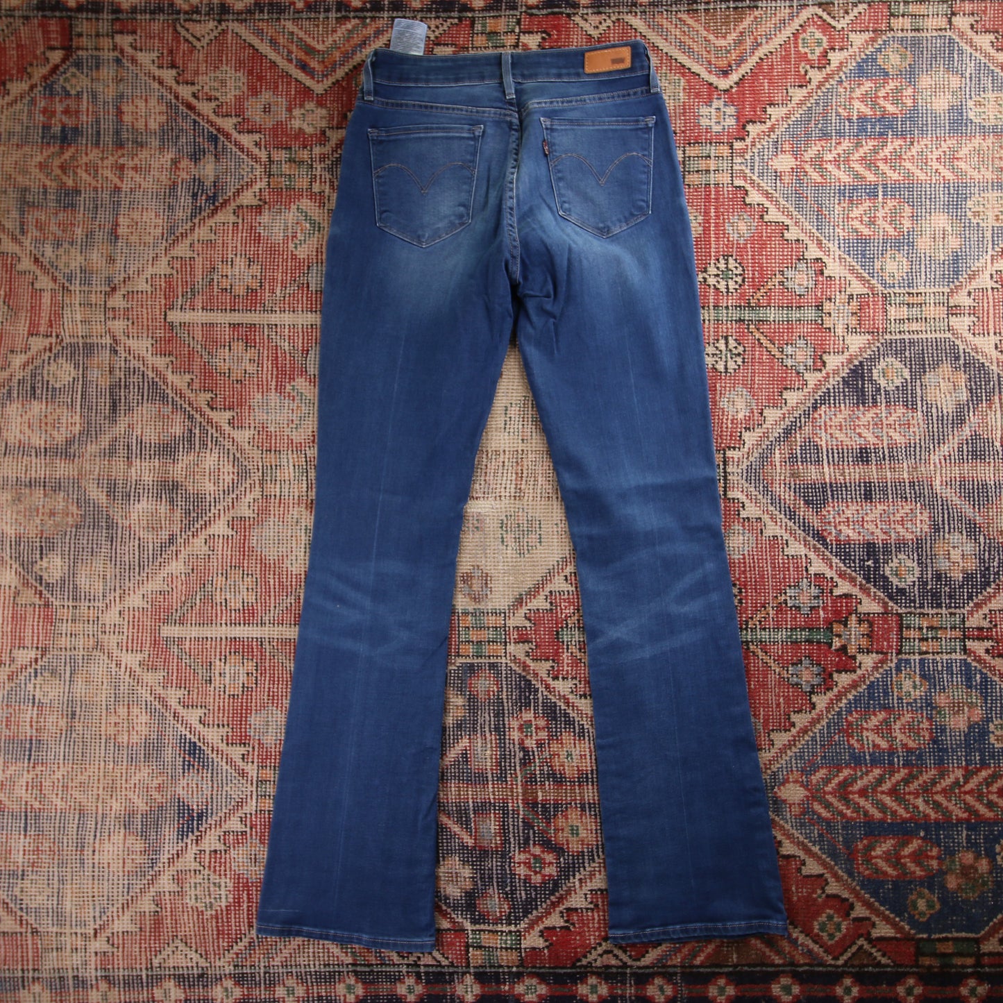 Levi's 711 Red Tab W26 L31 Bootcut Mid-Rise Blue Denim Jeans