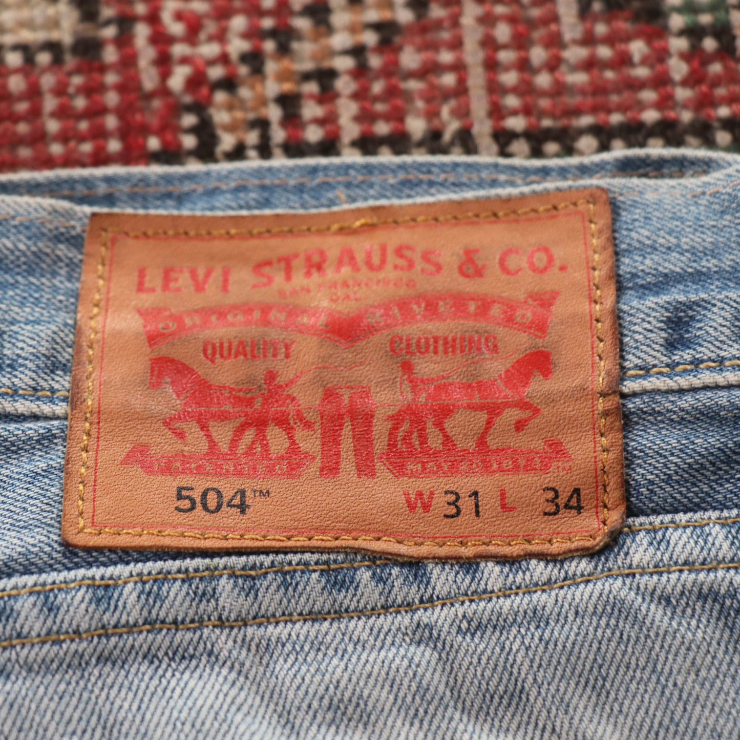 Levi's 504 Red Tab W32 L29 Straight Leg Regular Fit Blue Denim Jeans
