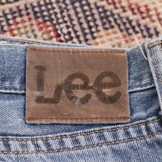 Lee W38 L27 Straight Leg Relaxed Fit Classic Ripped Style Blue Denim Jeans