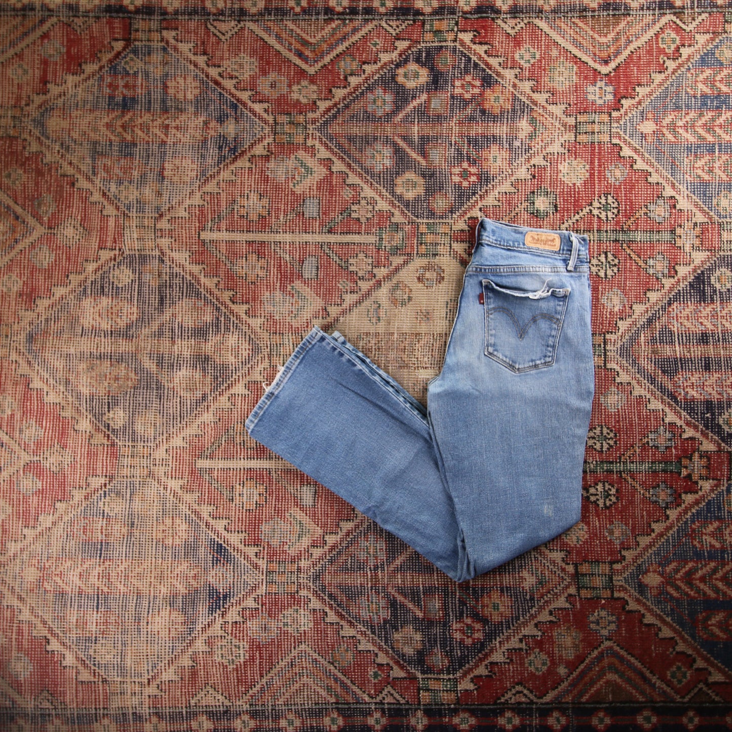 Levi's 501 W28 L30 Original Fit Classic Ripped Style Blue Denim Jeans