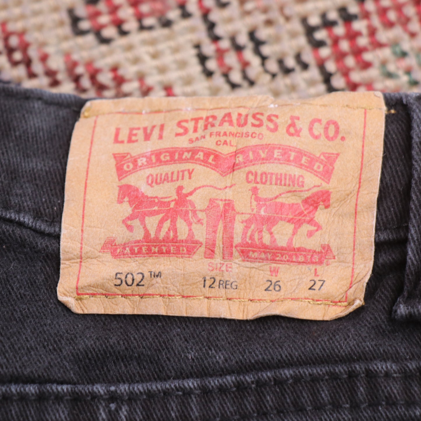 Levi's 502 W26 L26 Tapered Leg Regular Fit Black Denim Jeans