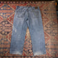 Lee W38 L27 Straight Leg Relaxed Fit Classic Ripped Style Blue Denim Jeans
