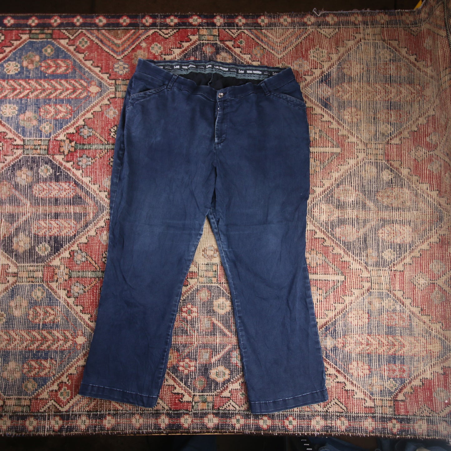 Lee W42 L26 Straight Leg Relaxed Fit Blue Denim Jeans