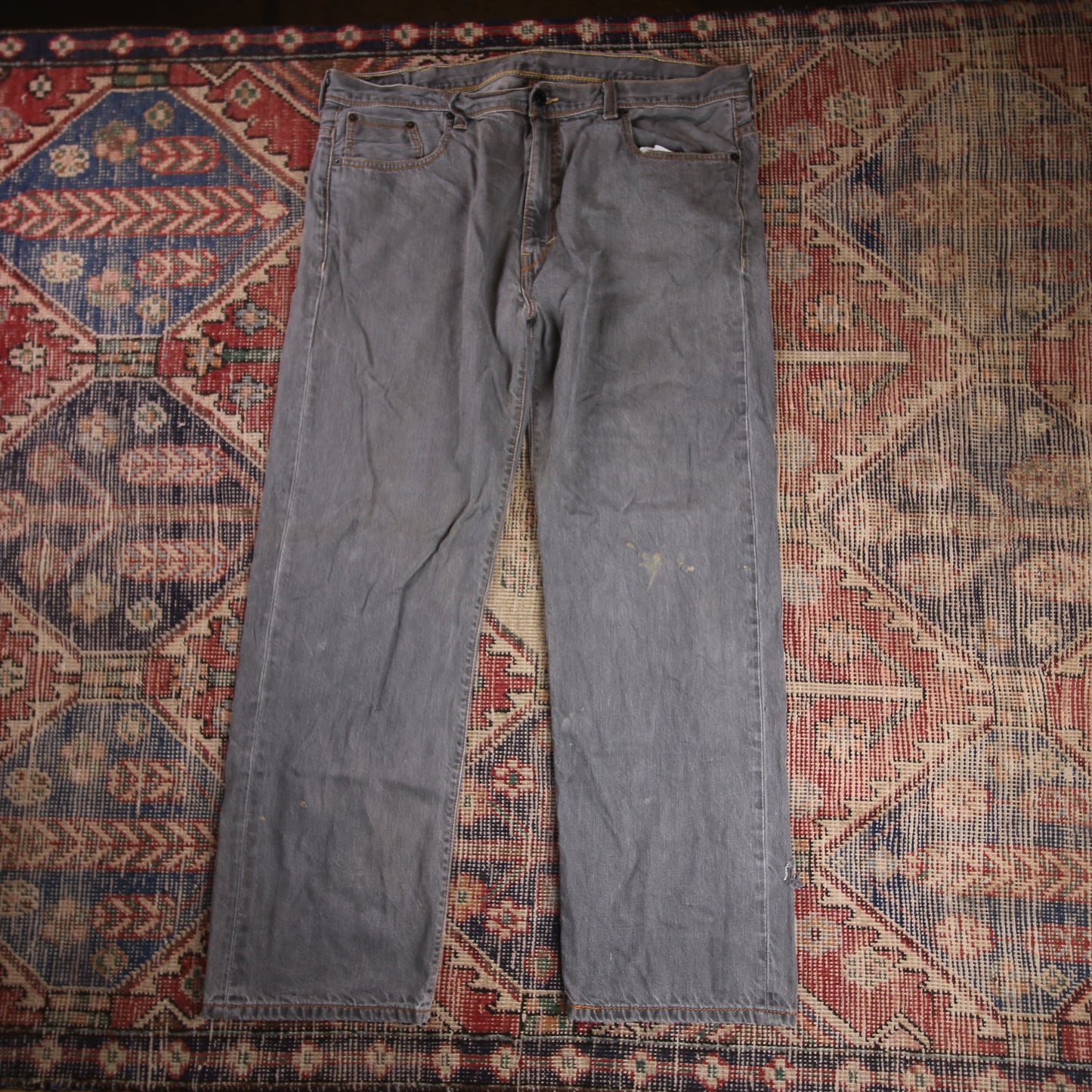 Levi's W40 L30 Straight Leg Loose Fit Grey Denim Jeans