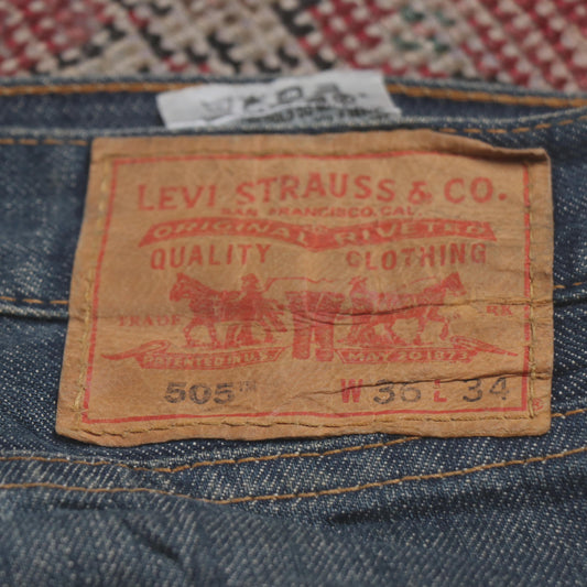 Levi's 505 W38 L34 Straight Leg Regular Fit Blue Denim Jeans