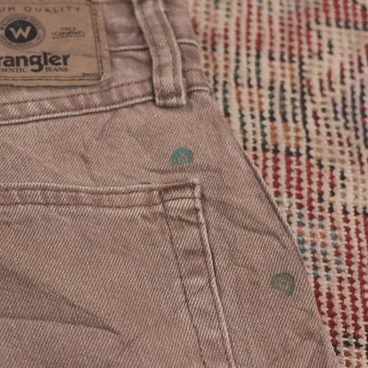 Wrangler W36 L30 Straight Leg Loose Fit Brown Denim Jeans