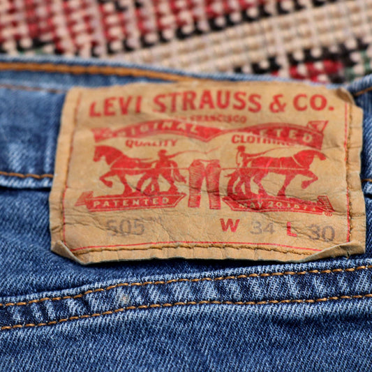 Levi's 505 W34 L30 Straight Leg Regular Fit Blue Denim Jeans