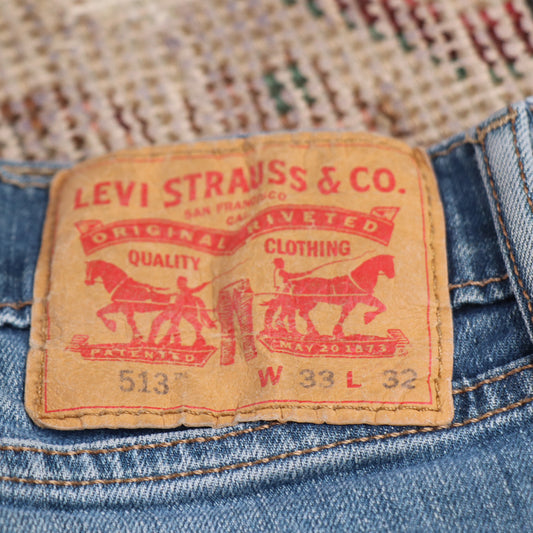 Levi's 513 W33 L32 Straight Leg Slim Fit Blue Denim Jeans