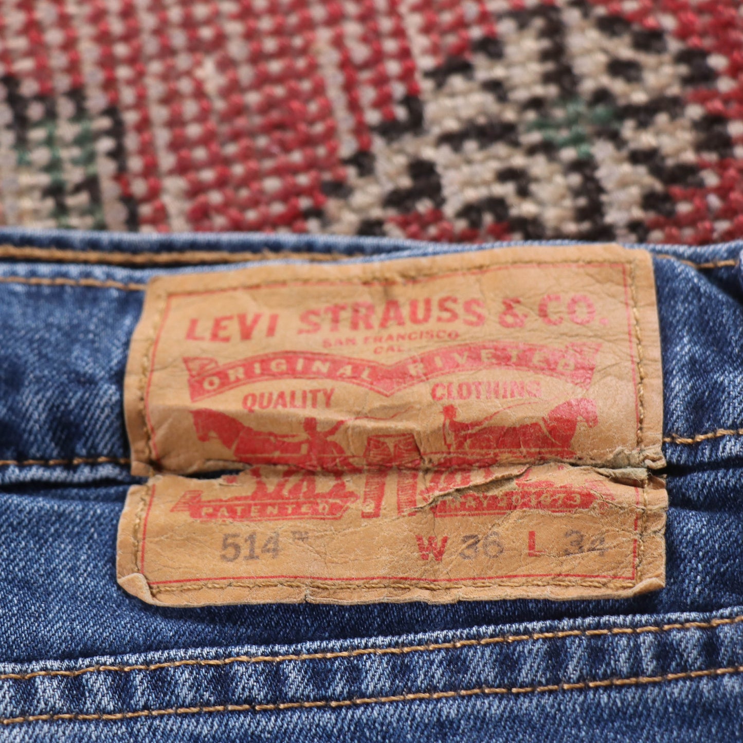 Levi's 514 Red Tab W36 L34 Straight Leg Blue Denim Jeans