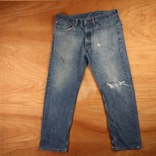 Levi's 505 Red Tab W38 L28 Straight Leg Regular Fit Blue Denim Jeans