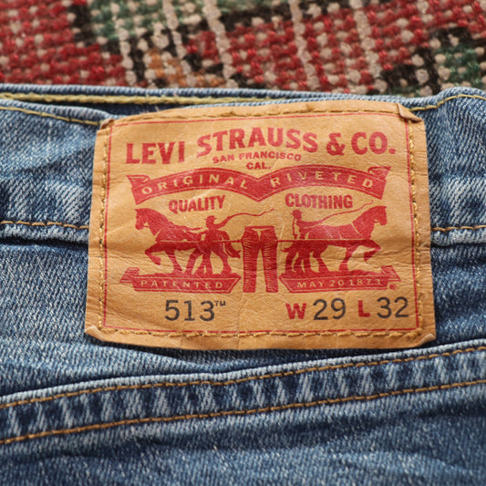 Levi's 513 Red Tab W30 L31 Straight Leg Slim Fit Blue Denim Jeans