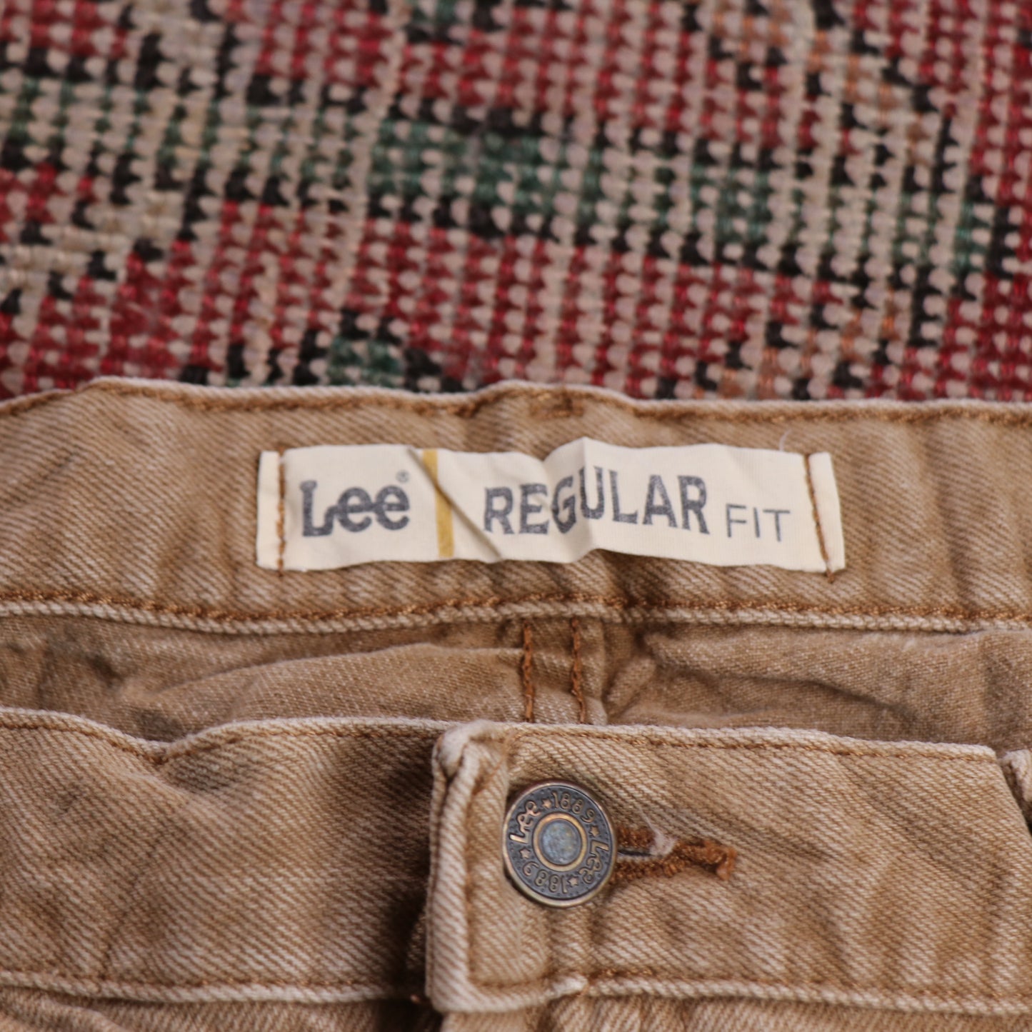 Lee W40 L28 Straight Leg Relaxed Fit Classic Ripped Style Beige Denim Jeans