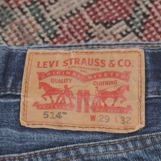 Levi's 514 W30 L30 Straight Leg Classic Ripped Style Blue Denim Jeans