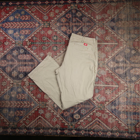 Dickies W36 L29 Straight Leg Beige Cotton Blend Trousers