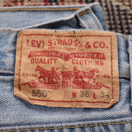 Levi's 550 W36 L33 Tapered Leg Relaxed Fit Blue Denim Jeans