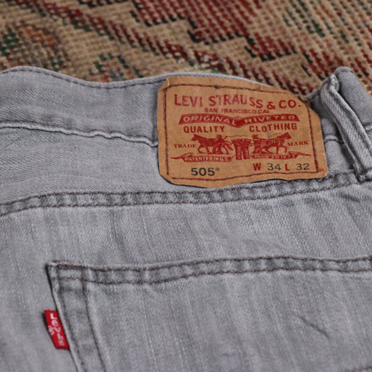Levi's 505 W32 L30 Straight Leg Regular Fit Grey Denim Jeans