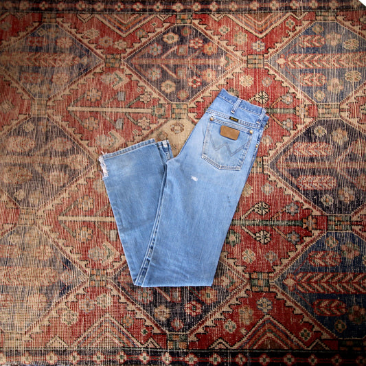Wrangler W28 L33 Straight Leg Blue Denim Jeans