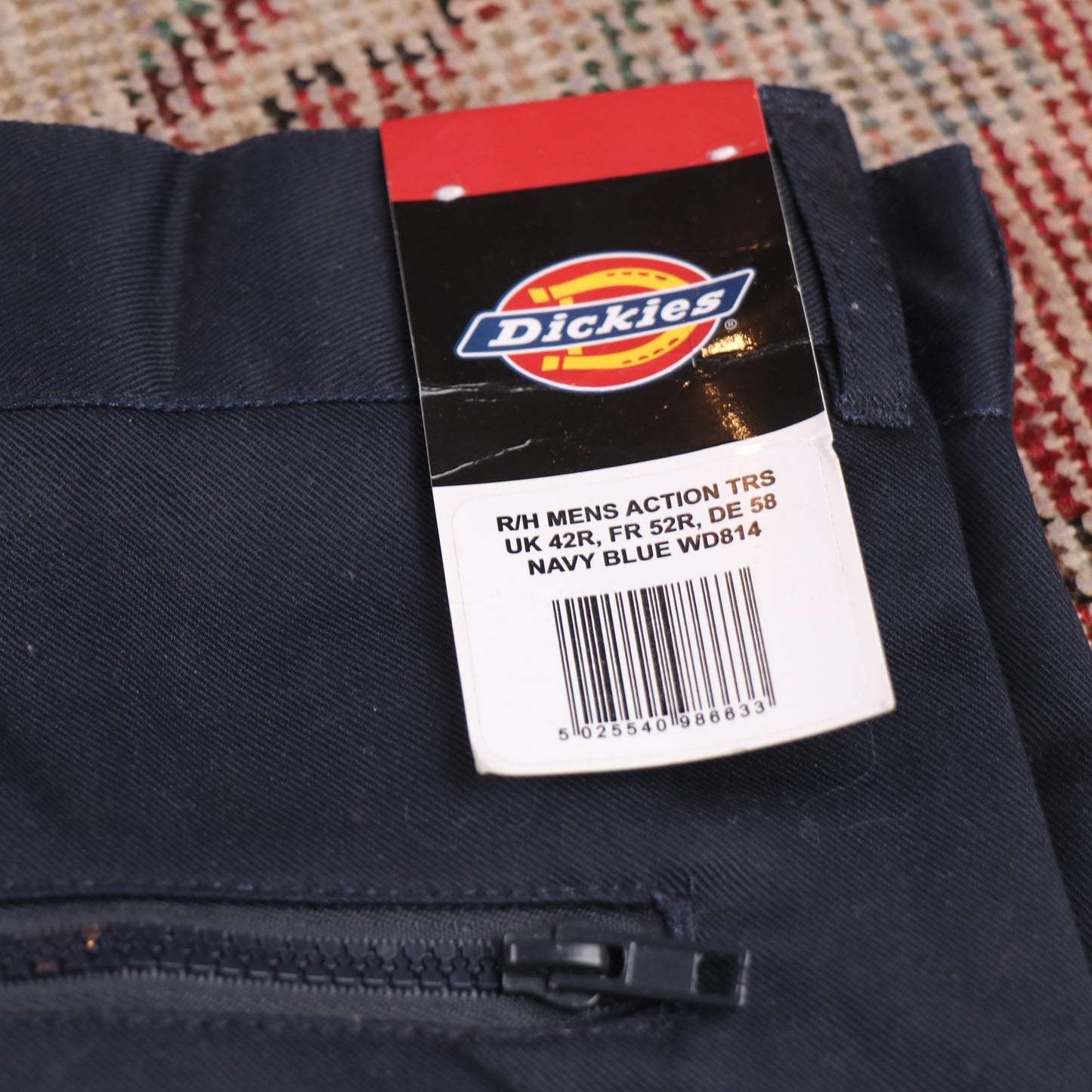 Dickies Double Knee W44 L30 Cargo Navy Cotton Blend Trousers