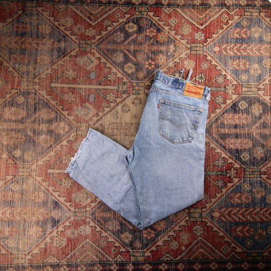 Levi's 505 Orange Tab W42 L30 Straight Leg Regular Fit Classic Ripped Style Blue