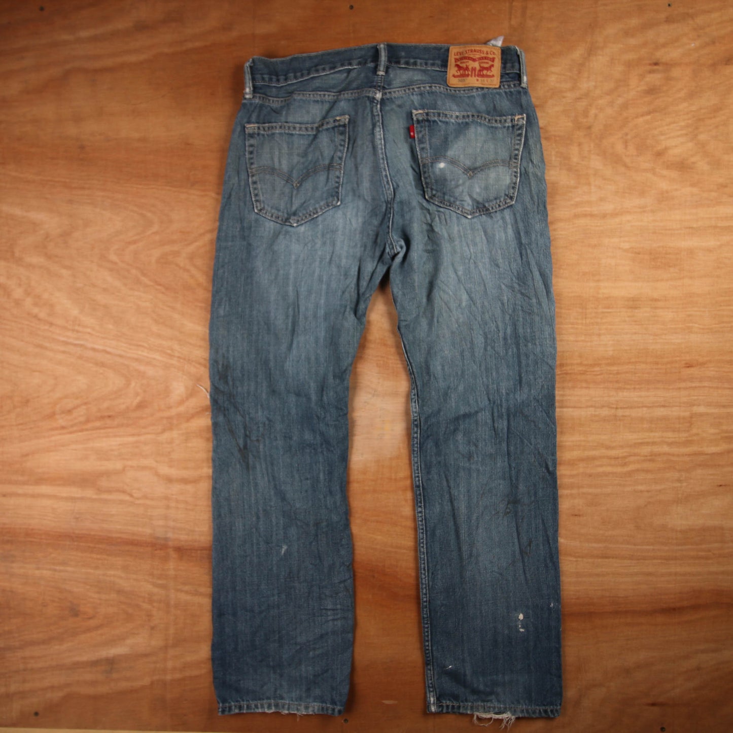 Levi's 505 Red Tab W34 L30 Straight Leg Regular Fit Blue Denim Jeans
