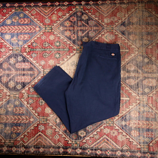 Dickies W46 L30 Straight Leg Blue Cotton Blend Trousers