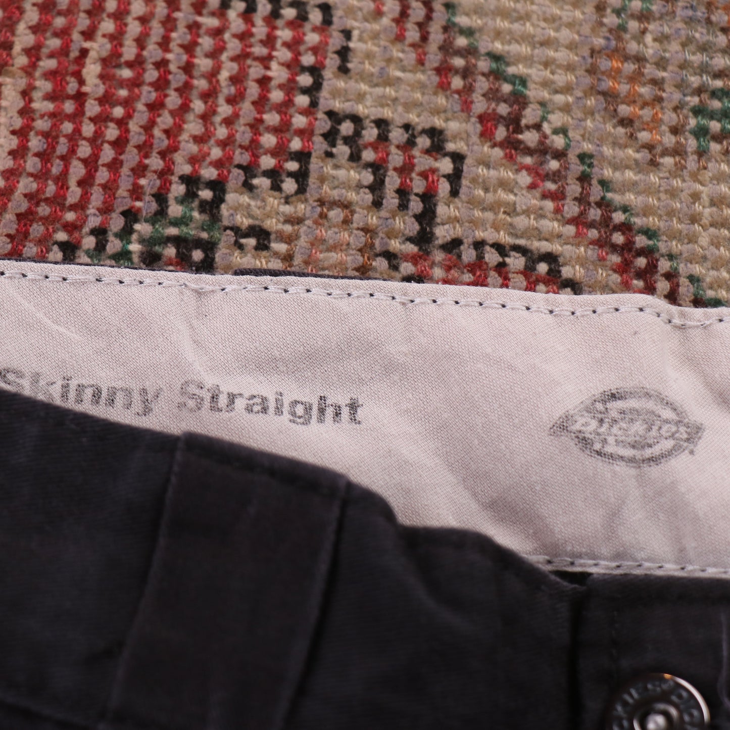 Dickies W36 L31 Skinny Straight Black Cotton Blend Trousers