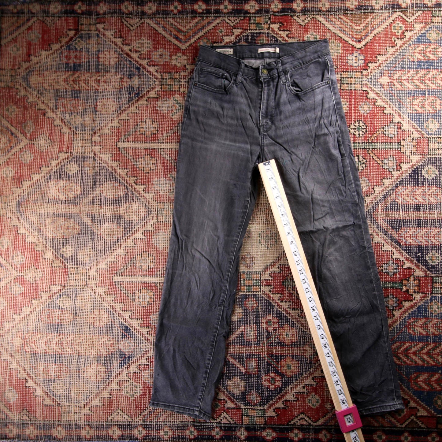 Levi's 724 Black Tab W28 L28 Straight Leg Grey Denim Jeans