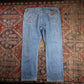 Wrangler W40 L29 Straight Leg Loose Fit Distressed Style Blue Denim Jeans
