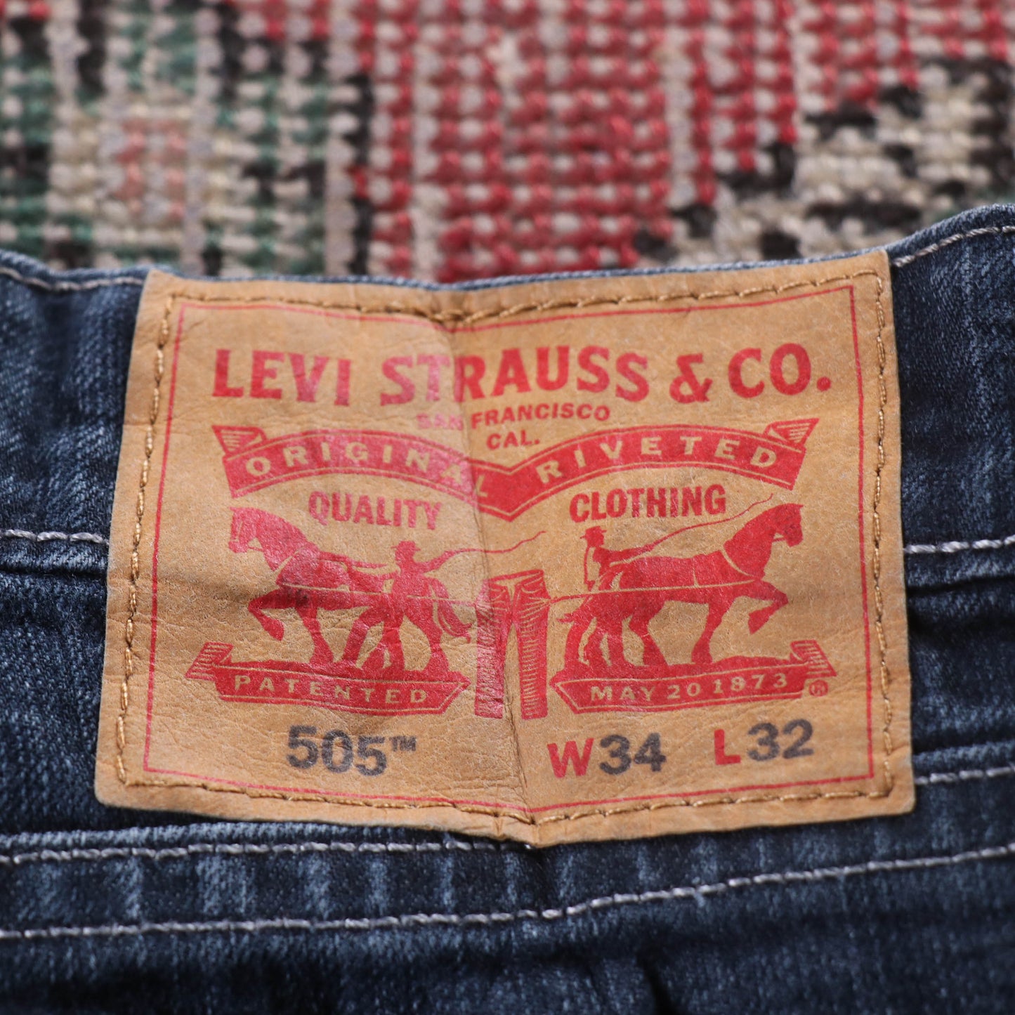 Levi's 505 Red Tab W34 L31 Straight Leg Regular Fit Blue Denim Jeans