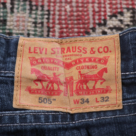 Levi's 505 Red Tab W34 L31 Straight Leg Regular Fit Blue Denim Jeans