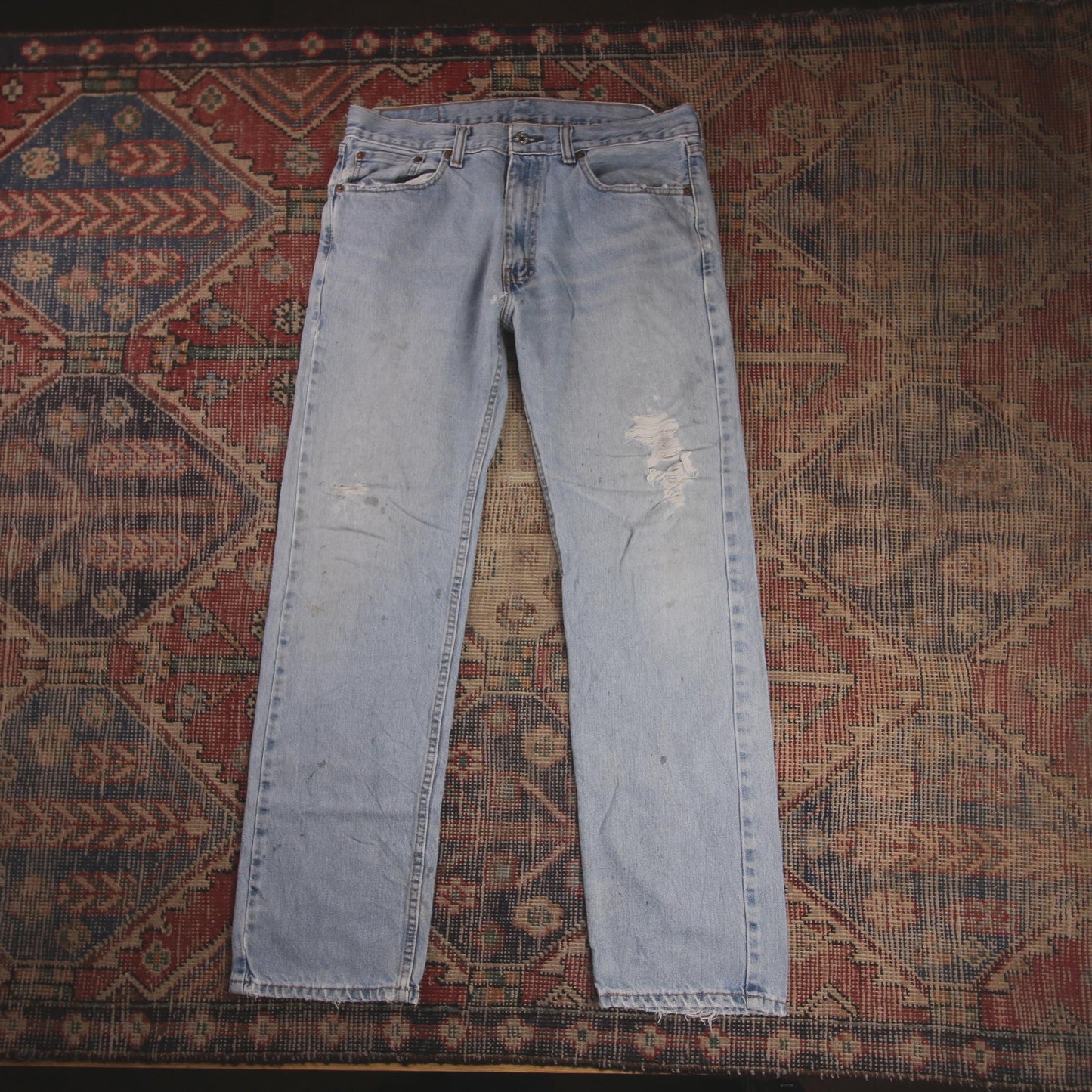 Levi's W34 L30 Straight Leg Regular Fit Classic Ripped Style Blue Denim Jeans