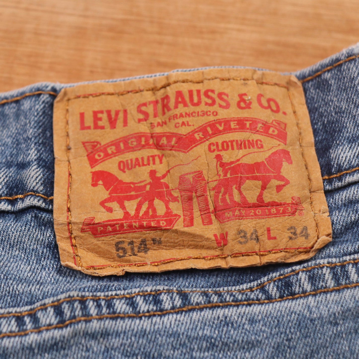 Levi's 514 Red Tab W34 L32 Straight Leg Blue Denim Jeans