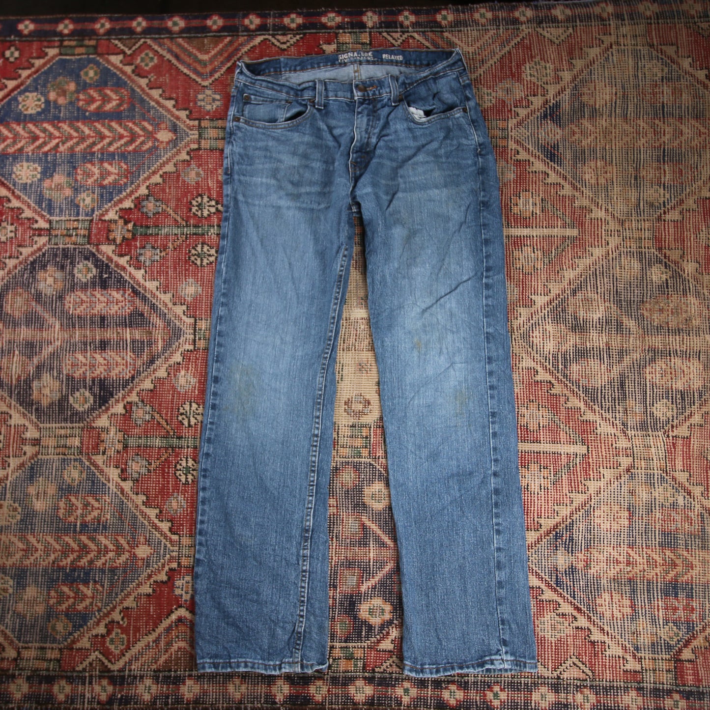 Levi's Signature W34 L31 Straight Leg Relaxed Fit Blue Denim Jeans