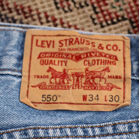 Levi's 550 W38 L29 Tapered Leg Relaxed Fit Blue Denim Jeans